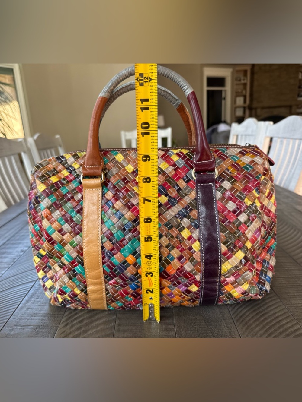 Charmés Los Angeles Leather Woven Multicolor Handbag - Shoulder Purse - Picture 9 of 16